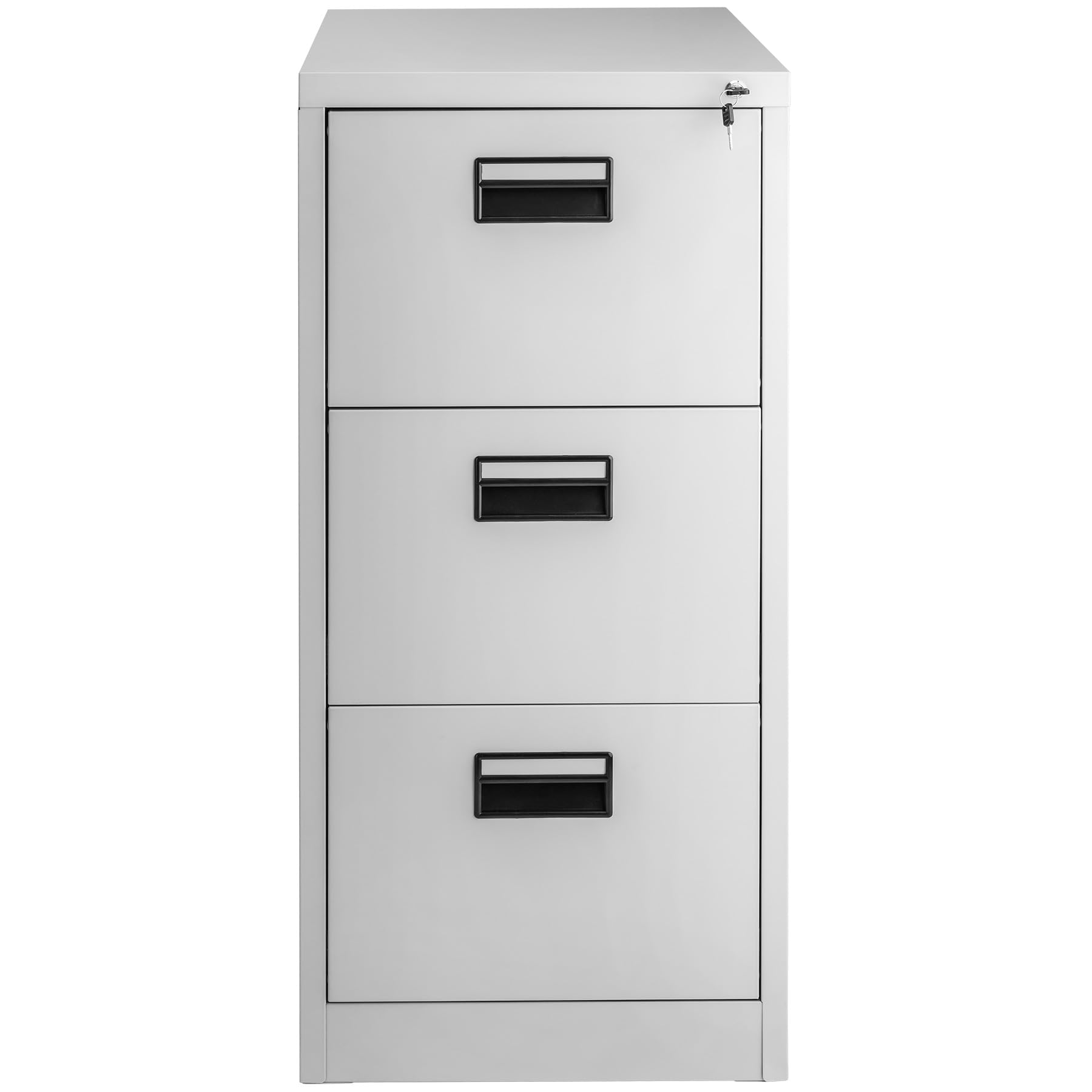 TecTake® Armario Archivador Metálico, 3 Cajonera Oficina, DIN A4, Bloqueable, Incluye 2 Llaves, Dispositivo de Inserción, Cajones con Rieles, Armario Bajo, Muebles Oficina - 102,8x62,4x46cm Gris