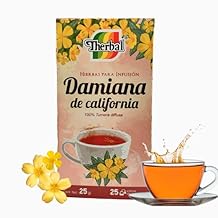 Therbal Damiana de California Herbal Tea 25 Tea Bags | 100% Turnera diffusa | Caffeine-Free Infusion