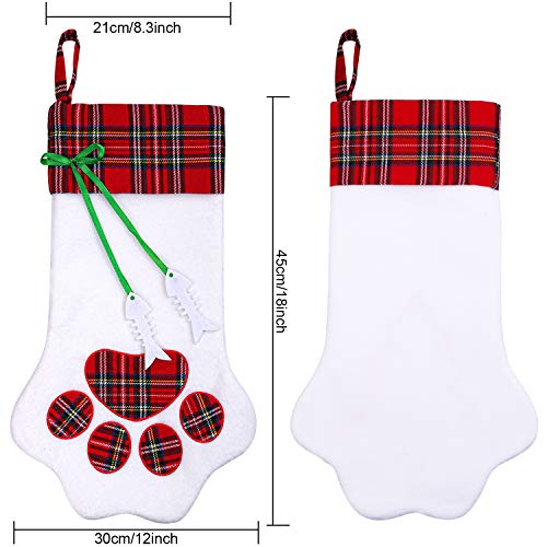 Uratot 2 Pack Christmas Stockings Pet Paw Christmas Stocking Hanging Christmas Decoration Stocking Fireplace Hanging Stockings For Pet And Christmas Tree Hanging Decorations, 18 X 11 Inches #TOP1