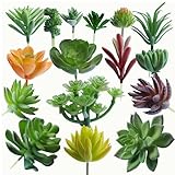 DECOROUS Artificial Succulent Plants - 16 Pack - Mini Faux Succulents - Small Unpotted Fake Succulent Set for Home and Office Décor - Realistic Succulents Plants Artificial Picks for Indoor and Oudoor