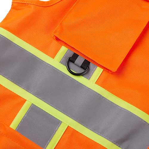 SV2400, ANSI/ISEA Class 2, Safety Tricot/Mesh Vest, Reflective w/Yellow binding, Zipper, Pockets, Neon Orange4