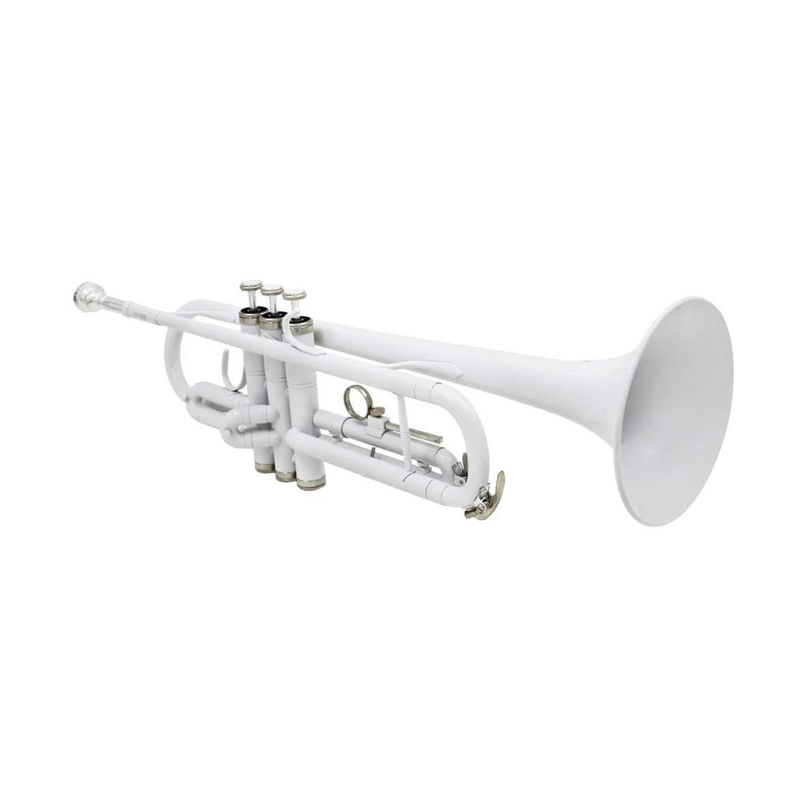 Trąbki Biała trąbka Profesjonalny instrument dęty puzon muzyczny z rękawiczkami z ustnikiem Ściereczka do czyszczenia Etui na pasek Najlepsza trąbka