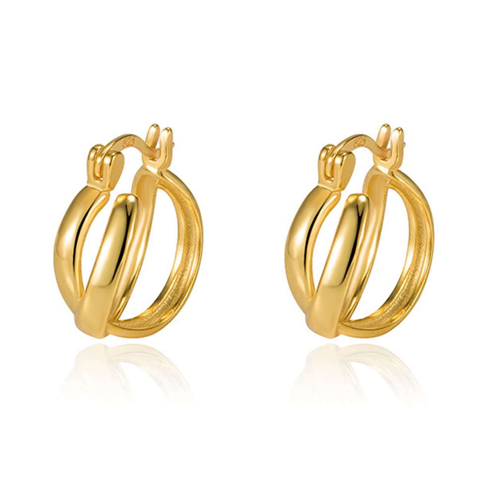 Créoles doubles en argent sterling pour oreilles sensibles sans irritation