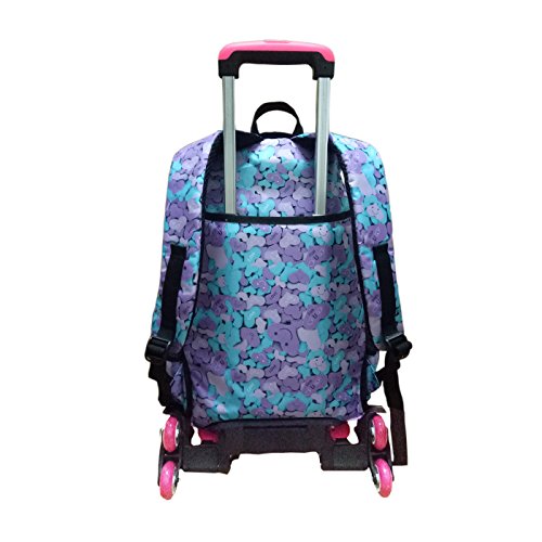 YUB Rolling Backpack On Wheels High-Capacity School Bag Backpacks for Students Climbing Stairs Six Wheels Purple2