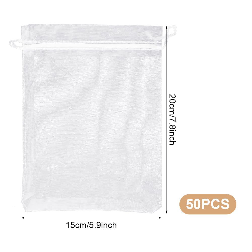 50 Piezas Bolsas Organza, 15x20 cm Bolsitas de Tela Pequeñas, Bolsas de Organza para Regalos, Saquitos de Tela Regalo, Bolsitas de Tul Pequeñas para Bodas, Cumpleaños, Festivales, Fiestas y Navidad — view 2