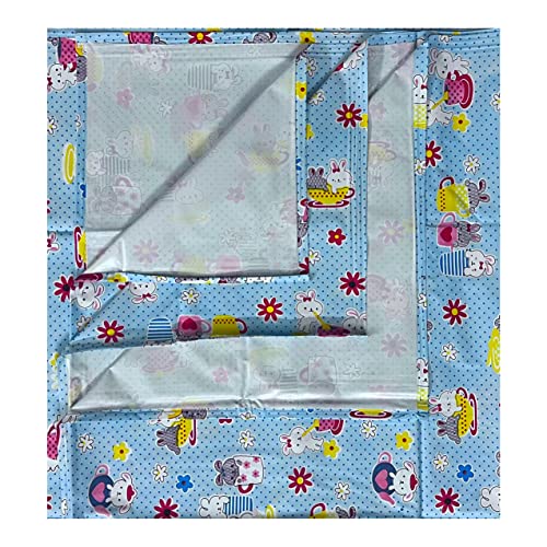 Image of EcoSoft Plastic Sheet,PVC Sheet for Kids,Rubber Sheet for Babies,Bed Wetting Protector(90 x 135 cm) (Blue Rabbit)