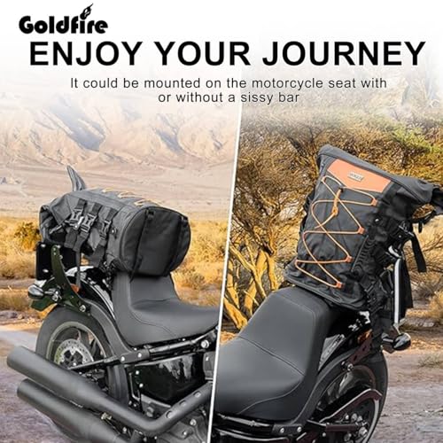 Bolsa para Sissy Bar Expandible Goldfire para Motocicleta, Resistente al Clima, Capacidad de 40L-65L, Color Negro miniatura 2