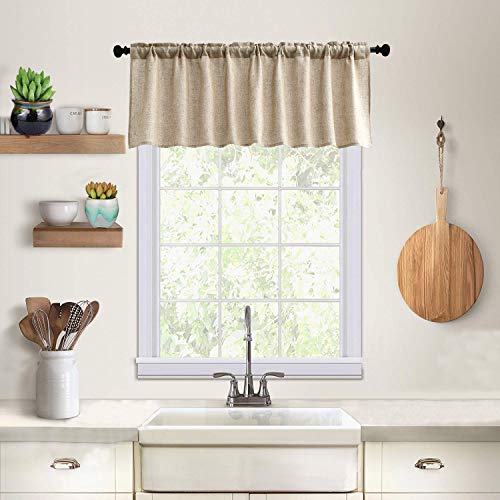 Curtain Valances for Windows Burlap Linen Window Curtains for Kitchen Living Dining Room 58 x 15 inch 1 Valance Linen Coffee