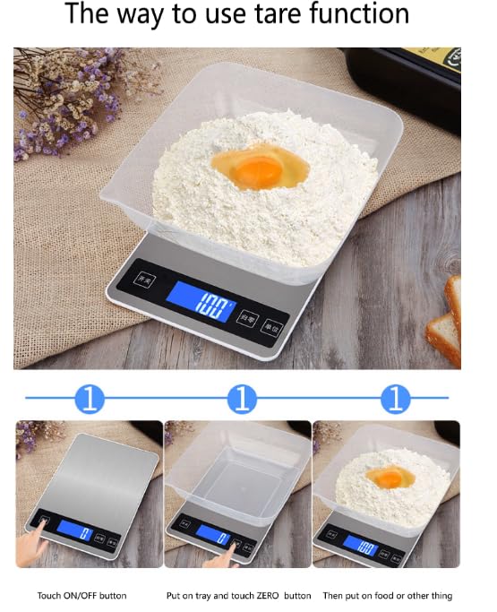 Báscula de cocina digital de acero inoxidable de 15 kg/1 g