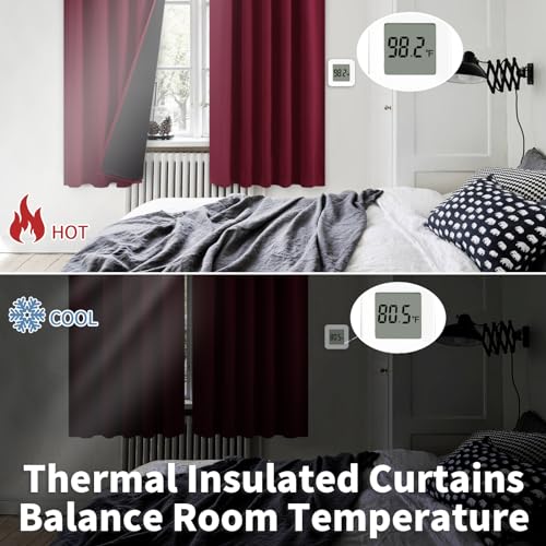 BGment Full Blackout Curtains with Thermal Insulation Liner Curtains 95 Inches Long, Rod Pocket and Back Tab Double Layer Room Darkening Window Curtain for Bedroom(52 x 95 Inch, 2 Panels, Burgundy) by BGment - Image 6