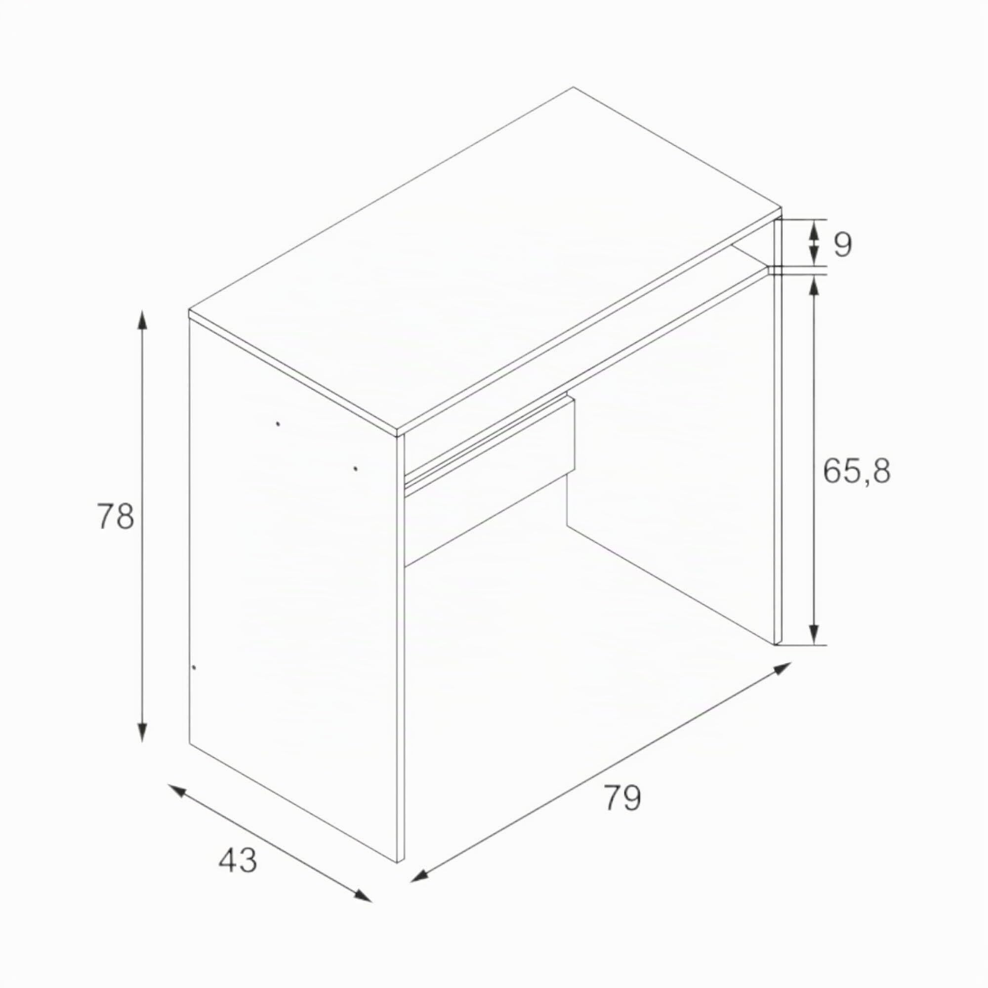 Dmora - Scrivania Portland, Scrittoio lineare con ripiano fisso, Tavolo da studio o ufficio porta PC, 79x43h78 cm, Bianco effetto legno