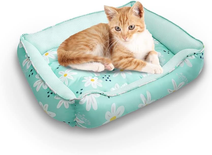 Cooling Dog Bed, Soft Pet Bed Breathable Rectangular Cat Bed for Medium Cat & Dog Sleeping Washable Dog Bed (Medium, Pet)