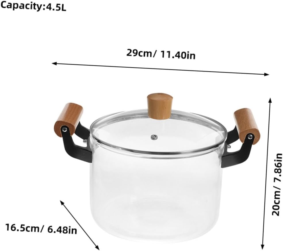 Clear Borosilicate Glass Cooking Pot with Lid Heat Resistant Saucepan for Soups Pasta and More Double Handle Design for Easy Handling for Home Cooking