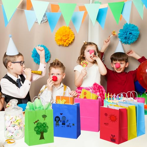 Image of BLEWINDZ 32Pcs 10.6 inch Medium Gift Bags with Tissues, Paper Party Favor Bags with Handles, Rainbow Goodie Bag for Birthday, Wedding, Party Supplies