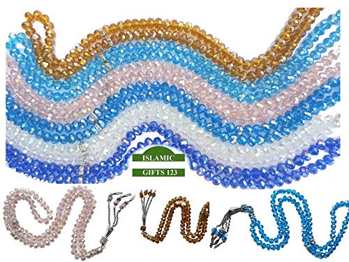 Muslim Crystal Prayer Beads (96) Tesbih-Misbaha-Mala Bulk Rosary-Islamic Favors Quran Wedding Graduation Favor Gift Holy Kabba Quran Ramadan-Islamic Gifts 123-FAST US delivery (96)