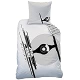  Star Wars – Funda de edredón y de almohada Star Wars Fighter – 100 % algodón – Color blanco, blanco, 140 x 200 cm