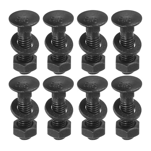 Image of uxcell M6 x 20mm Carriage Bolt Kit, 12 Set Round Head Square Neck Screws, Carriage Bolts Screws Set Includes Washers and Nuts - Carbon Steel Black Oxide for Fastening Accessories