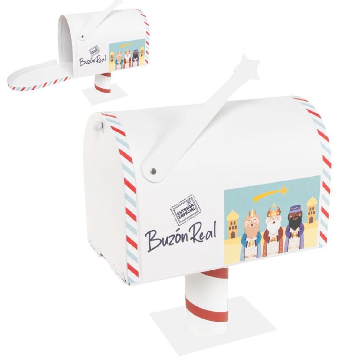 ROCKING GIFTS Buzón Decorativo para Carta Reyes Magos de Navidad, Decoración Navideña para los más Pequeños, 23x13x26cm