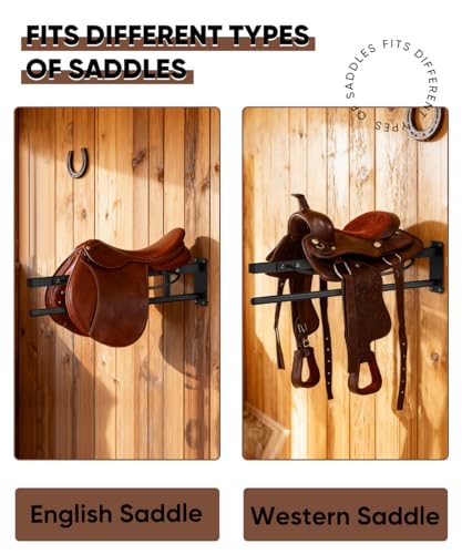 image for Queension Wall Mounted Saddle Rack with Pad Bar, Heavy Duty Horse Sadd