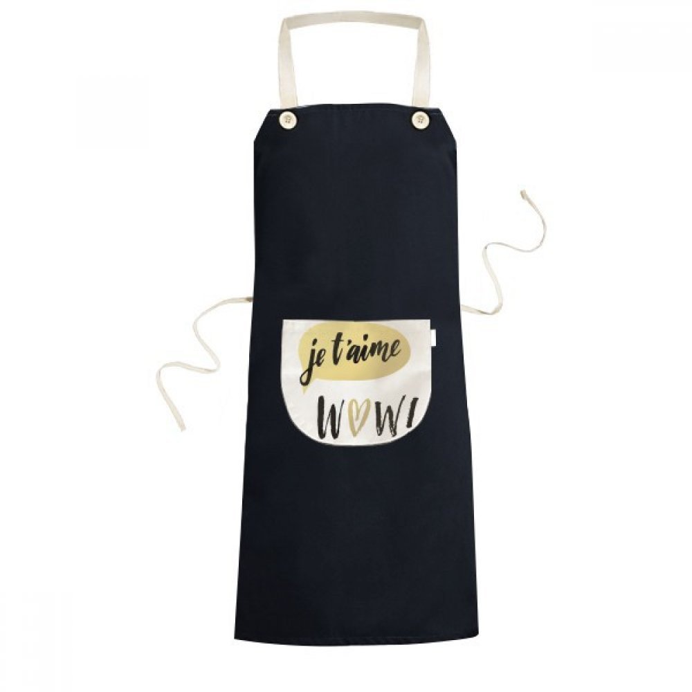 Tablier noir Je Te Aime avec poche pour cuisiner en duo avec élégance