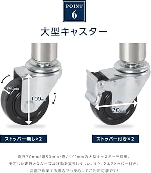 ステンレス作業台　キャスター付　75×60×80 Amazon.co.jp: aiji ステンレス作業台 キャスター付き 業務用 幅