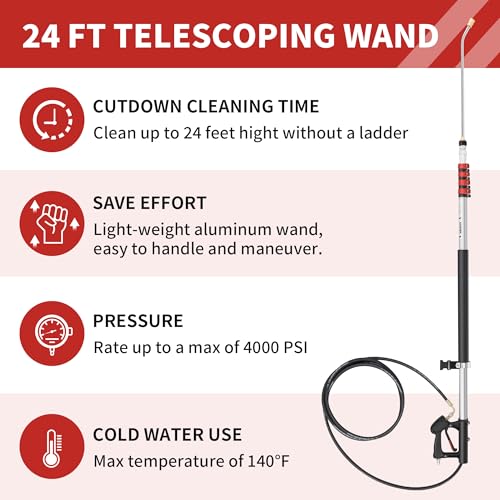 24 ft Telescoping Pressure Washer Wand Kit