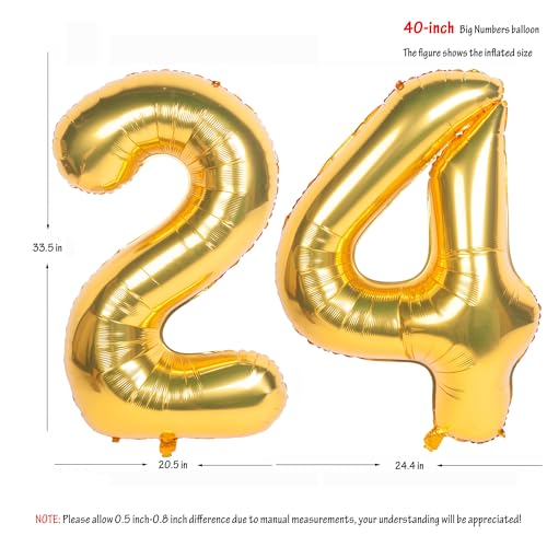 Image of 40 Inch gold Number Balloons 24 Helium Foil Mylar Balloon | Birthday Party banquet Decoration 24