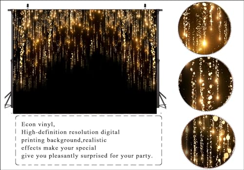 LTLYH 7x5ft Black and Gold Backdrop Golden Spots Backdrop Vintage Astract Background for Family Birthday Party Newborn Studio Props 242 - Thumbnail 3
