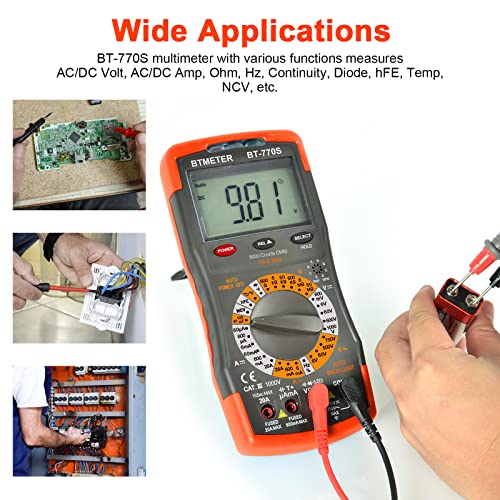Btmeter Bt-770S Multimeter Manual Ranging Electric Meter, For Ac Dc Volt Amp Ohm Capacitance Frequency With Continuity Tester, Auto Backlit For Automotive Hobbyist Electrical Home #TOP4