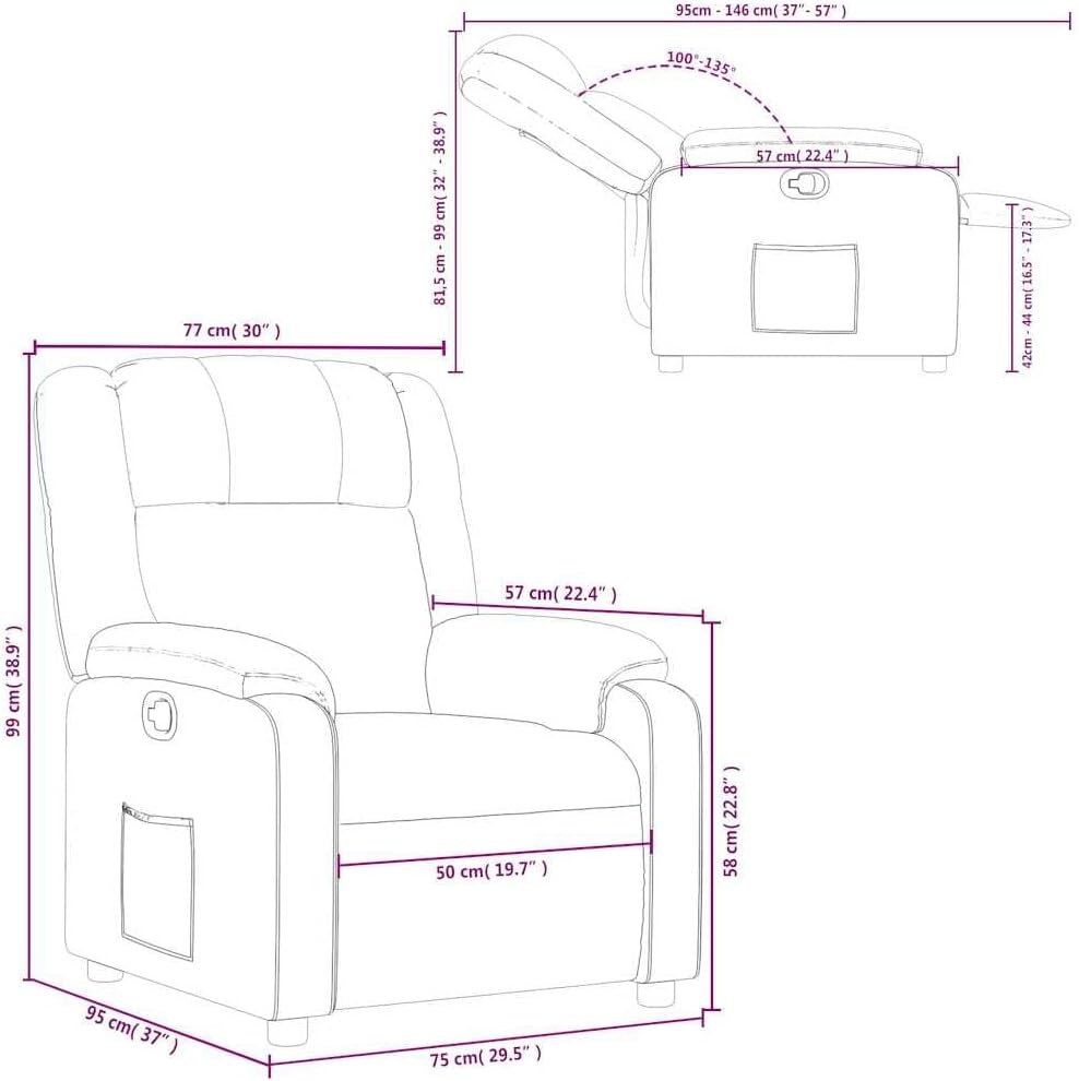 vidaXL Recliner Chair, Adjustable Reclining Armchair for Elderly, Wingback Recliner for Home Theater Cinema, Modern Style, Light Gray Fabric
