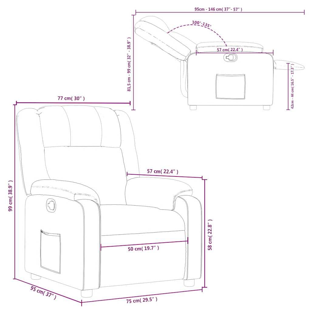 vidaXL Sillón Reclinable, Silla con Respaldo Reposabrazos, Sillón de Relax Descanso TV, Asiento Ajustable para Ancianos, Tela Gris Claro