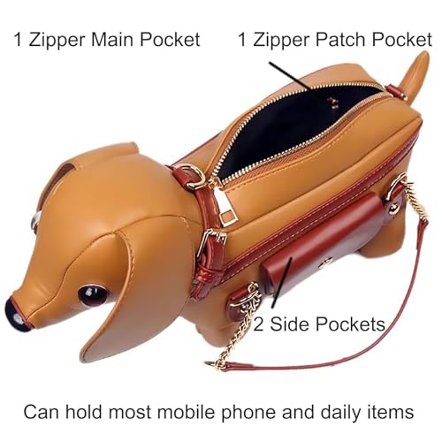 Image of Women PU Leather Unique Novelty Dog Shaped Crossbody Shoulder Bag Handbag Purse
