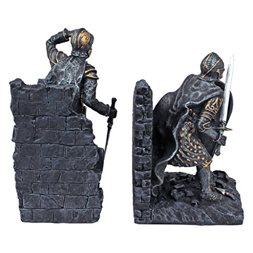 Design Toscano CL3434 Arthurian Knight Bookends,Grey Stone,8 Inch thumb #3