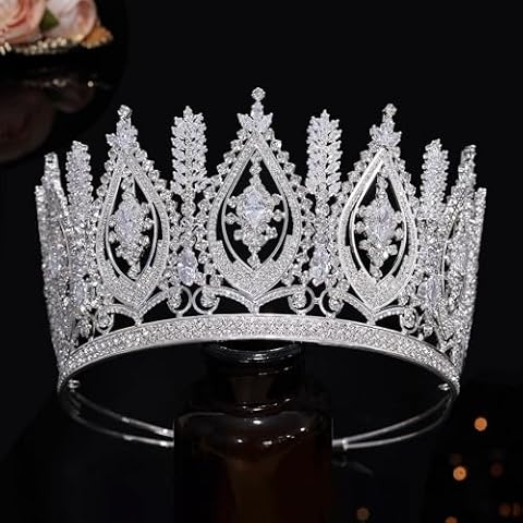 Aoligrace Large Cubic Zirconia Sweeet 16 Quinceanera Crowns for Women CZ Crystal Bridal Tiaras for Wedding Birthday Headpiece Cover