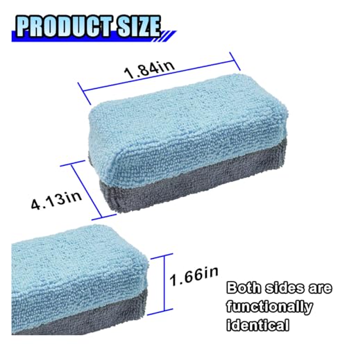 Image of 12PCS Ceramic Coating Applicator Sponge, 4.13'' x 1.84'' Microfiber Car Detailing Applicator Pad, Rectangular Car Foam Cleaning Pad, Auto Polishing Pad for Wax, Paint, Sealant (Blue)