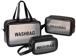 Kit 3 Necessaire Transparente Organizador Maquiagem Bolsa Mala-Vende Mais (Preto)