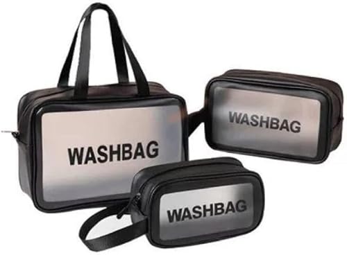 Kit 3 Necessaire Transparente Organizador Maquiagem Bolsa Mala-Vende Mais (Preto)