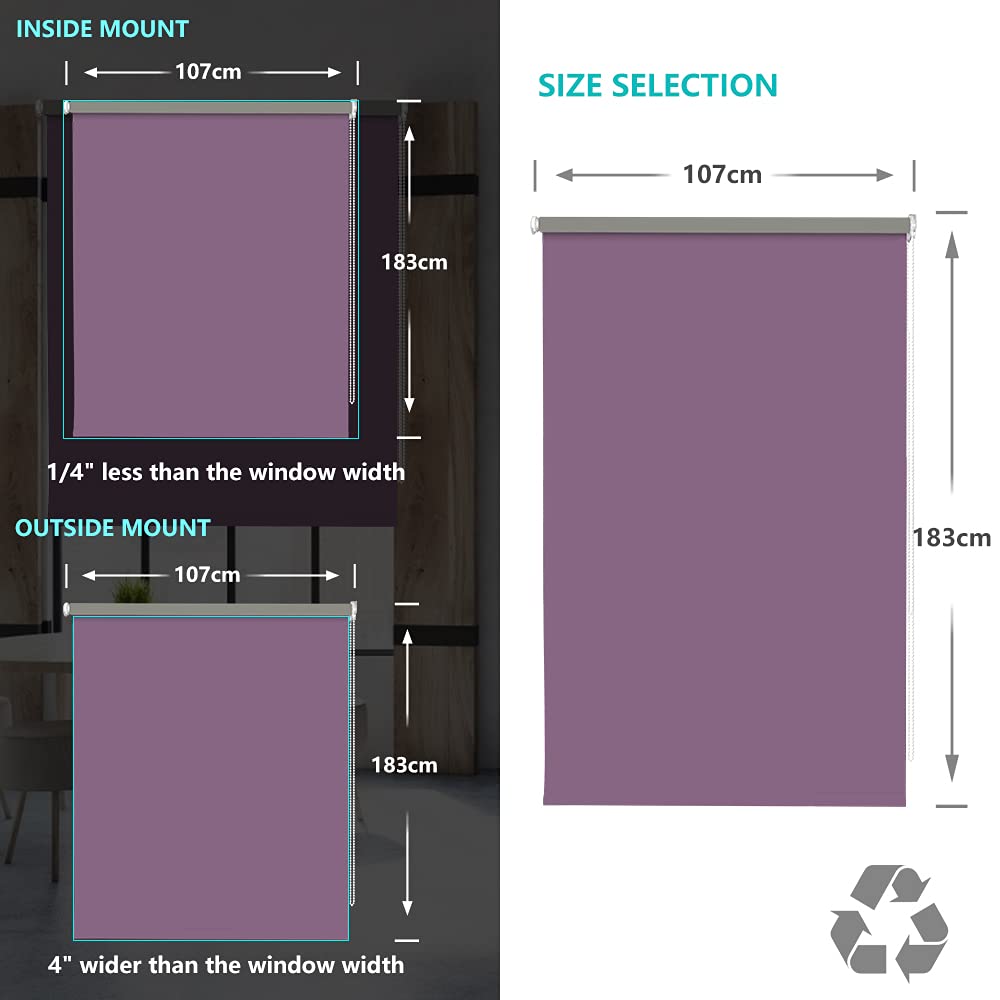 LUCKUP 100% Blackout Waterproof Fabric Window Roller Shades Blind - Image 4