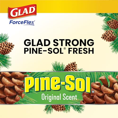 Image of Glad Large 30 Gallon Trash Bags, Pine-Sol Heavy Duty Garbage Bags, Forceflex with Drawstring, 25 Count (Packaging May Vary)