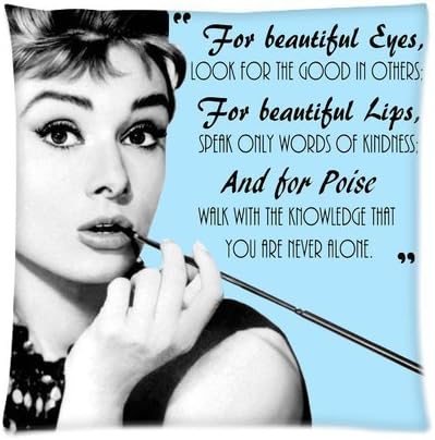 Mark Fashion Custom Audrey Hepburn Quotes Throw Pillow Covers 16 x 16 Pillowcase Cover
