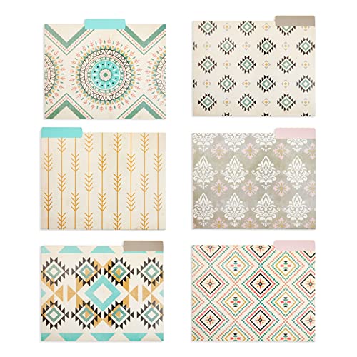 12 Pack Boho-Themed Western Decorative File Folders For Women School, Office Supplies, Letter Size, 1/3 Cut Tab (9.5 X 11.5 In) #TOP4
