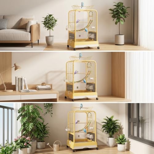 JISADER Vogelkäfig groß für Wellensittiche und Papageien Stilvolles Heim mit transparent Front-2