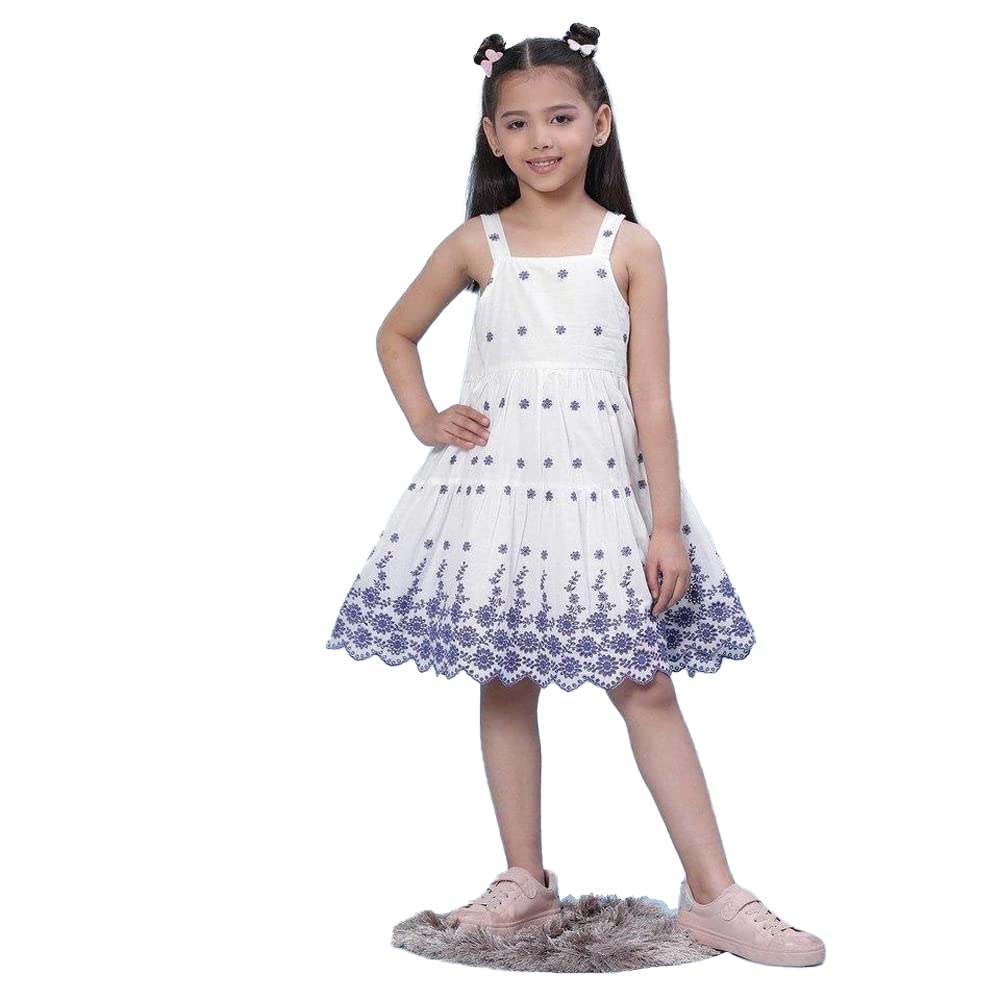 BIBA Solid Cotton Strappy Girls Dress BIBA Solid Cotton Strappy Girls Dress
