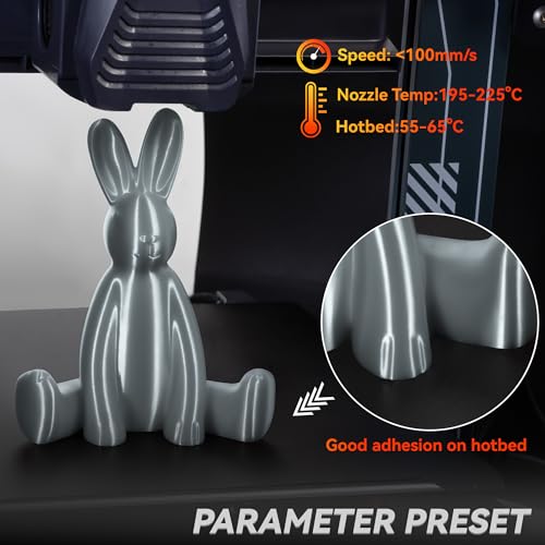 Image of PLA Filament 1.75mm, TINMORRY 3D Printer Filament, 1kg (2.2lbs), Compatible with Bambu FDM 3D Printer, Silk Silver