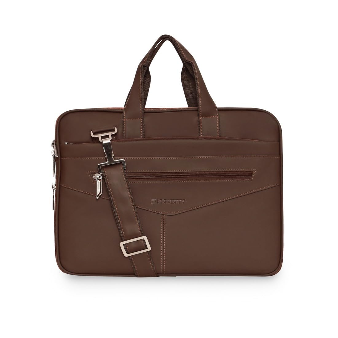 Priority Brown Faux Leather Laptop Bag for Men and Women | Messenger Bag for Unisex | Solid Shuolder Bag | Office | Travel | Working | Fits 16 Inch (B0D2HYMZSM) Amazon Price History, Amazon Price Tracker