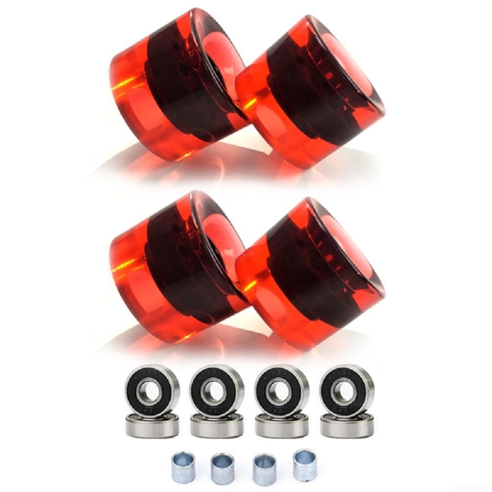 Lot de 4 roues de skate 60 x 45 mm 78A avec roulements ABEC9 pour longboard et skateboard (rouge B)