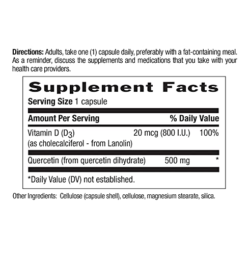 Country Life Quercetin + Vitamin D3 - Immune System Support - 500Mg Quercetin - 100% Daily Value Of Vitamin D3, 30 Count #TOP1