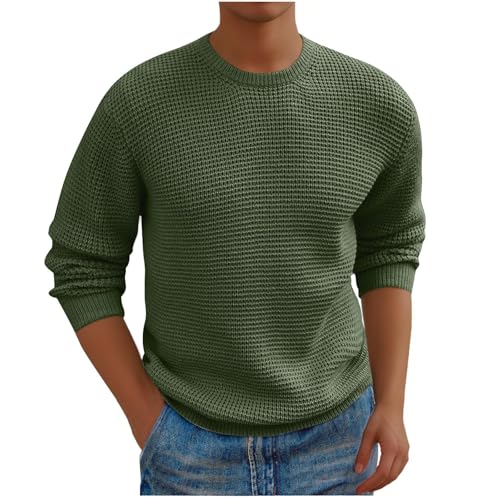 Textured Crew Neck Sweater for Men Jacquard Pullover Sweater Long Sleeve Knit Sweater Casual Pullover Fashion Tops