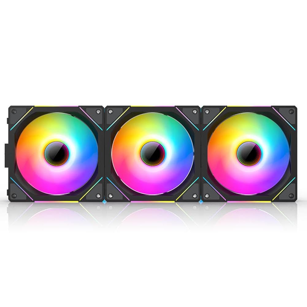 TEUCER JM-1 ARGB Specchio Ciclo Effetto Luce 120mm 4-Pin PWM Ventola per Case del Computer Compatibile con i Sistemi di Raffreddamento ad Acqua del PC(JM-1 Black Forward)