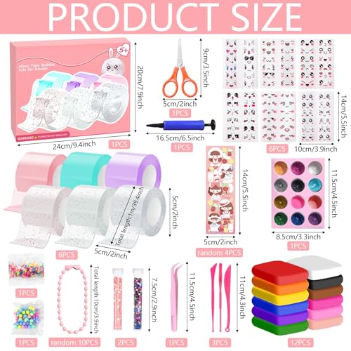 Seasboes Set mit 70 Nano-Blasen für Kinder, magisches Band mit Glitzer, transparentes Mehrzweckband für Poster, Bastelarbeiten, Anti-Stress-Blasen (C)